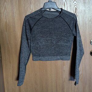 Fabletics Heather Gray Cropped Athletic Long Sleeve, S